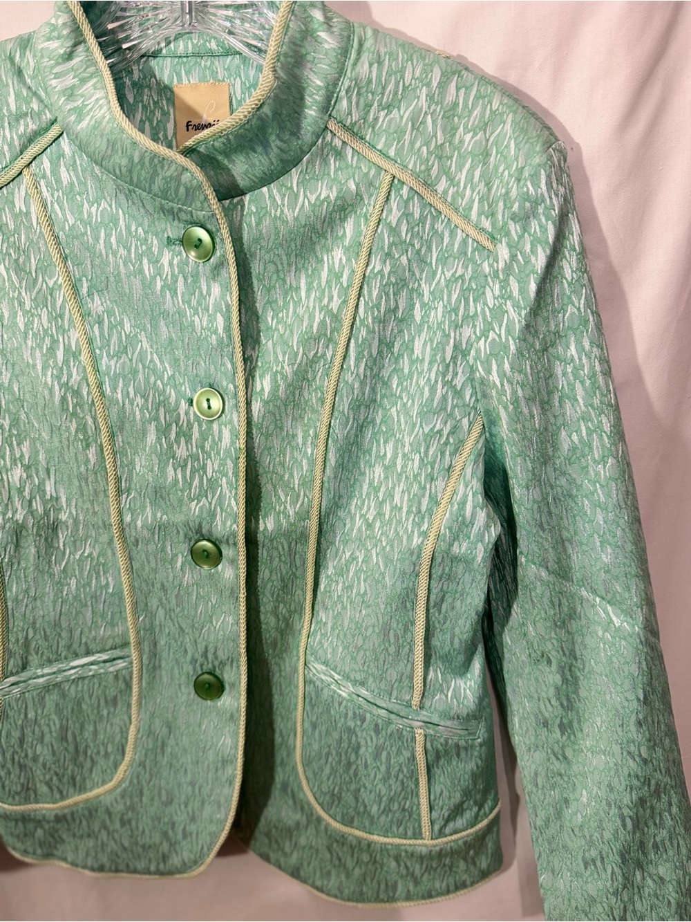 NWT Frenzii Y2K Mint Green Jacquard Blazer Jacket Size M